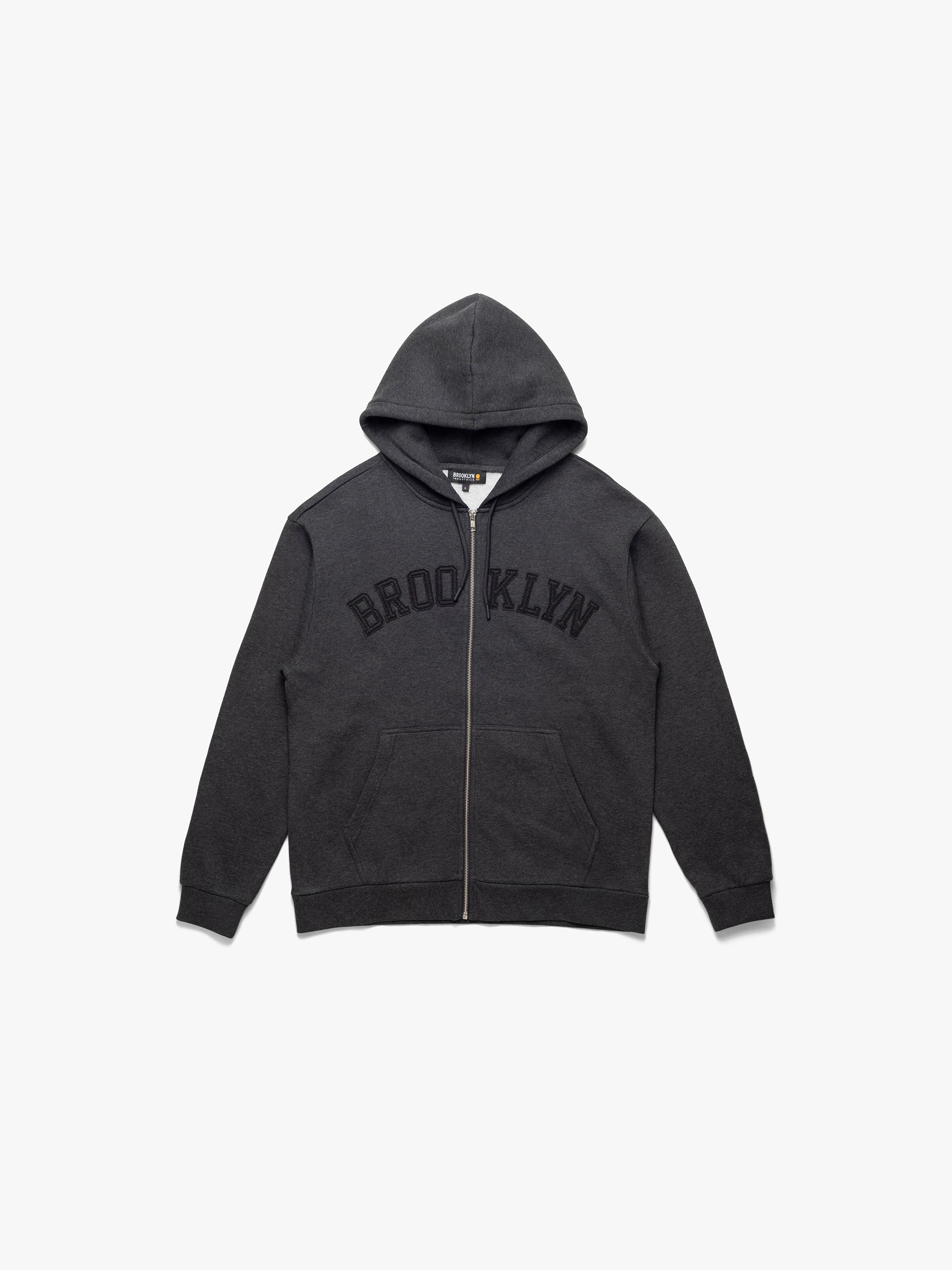 Men's Campus Zip Up Sweatshirt In Dark Grey Melange - BROOKLYN INDUSTRIES