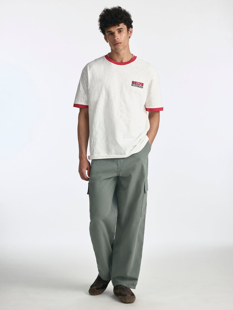Men's Logo Ringer T-Shirt in Antique White - BROOKLYN INDUSTRIES