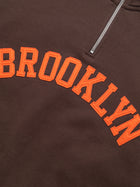 Women's Campus Half Zip Sweatshirt In Coffee Bean - BROOKLYN INDUSTRIES