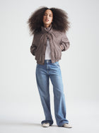 Women's Cropped Puffer Jacket in Tartan Check