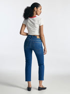 Court High Rise Cropped Straight Leg Jeans in Dark Blue Denim - BROOKLYN INDUSTRIES