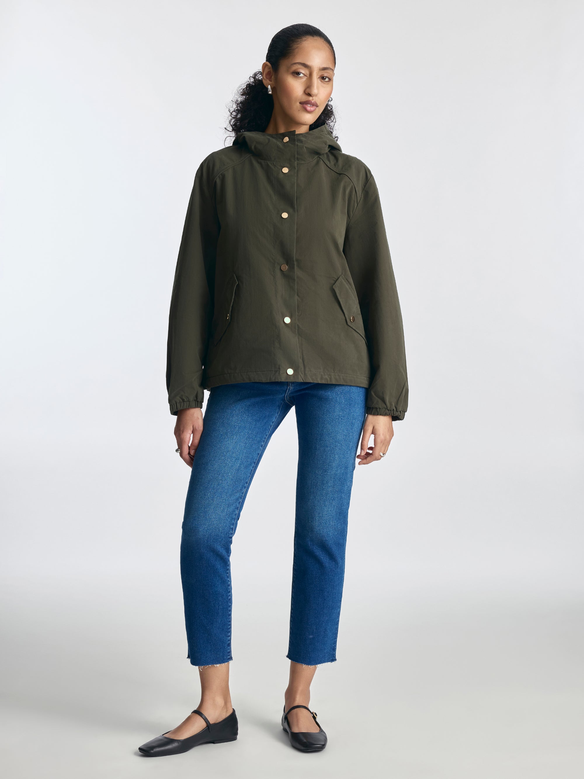 Women's Button-Up Utility Jacket in Deep Depths - BROOKLYN INDUSTRIES