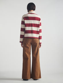 Women's Brooklyn Long Sleeve Striped Rugby T-Shirt in Biking Red Striped