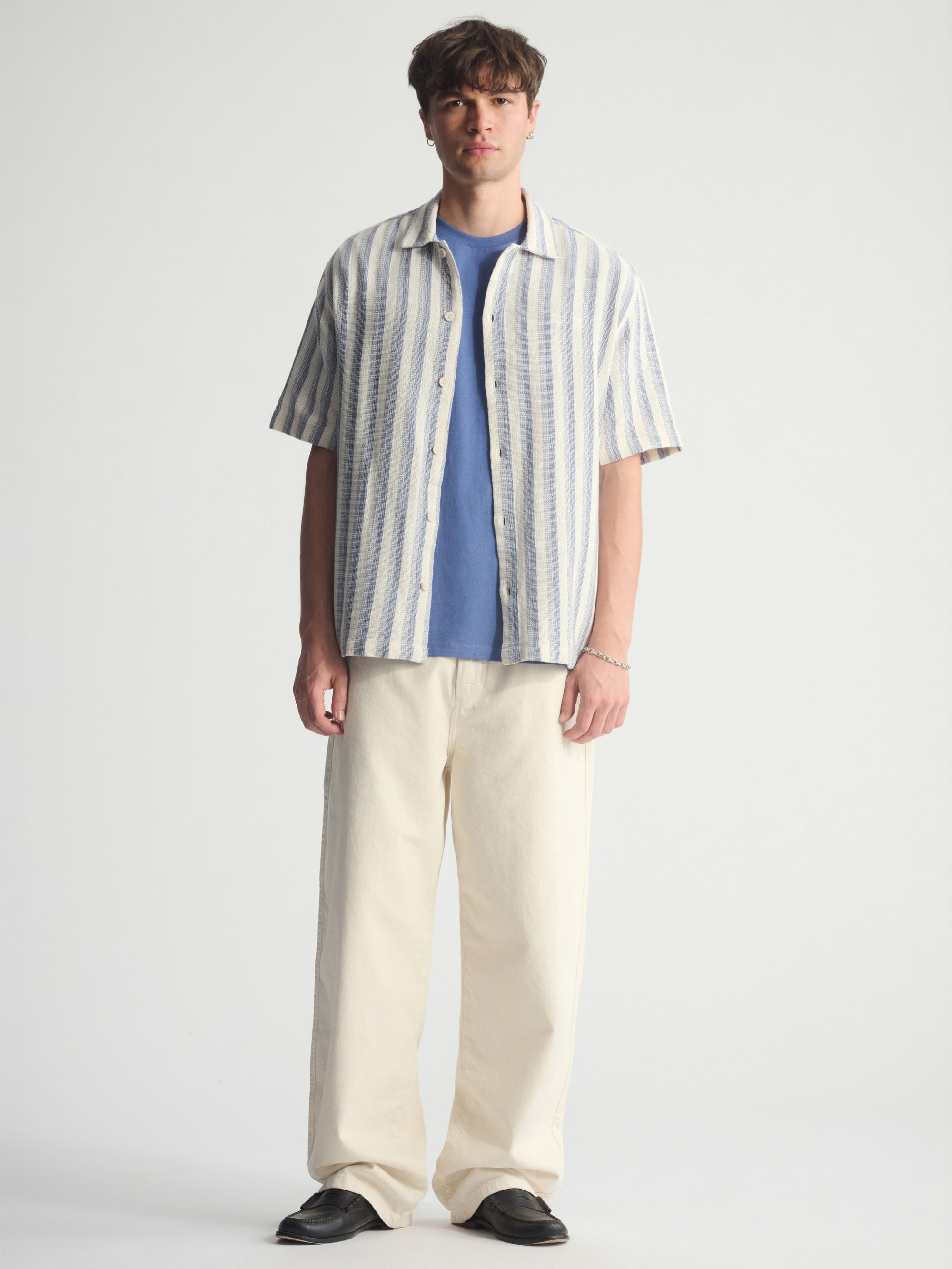Men's Brooklyn Striped Short Sleeve Shirt In Turtledove - BROOKLYN INDUSTRIES