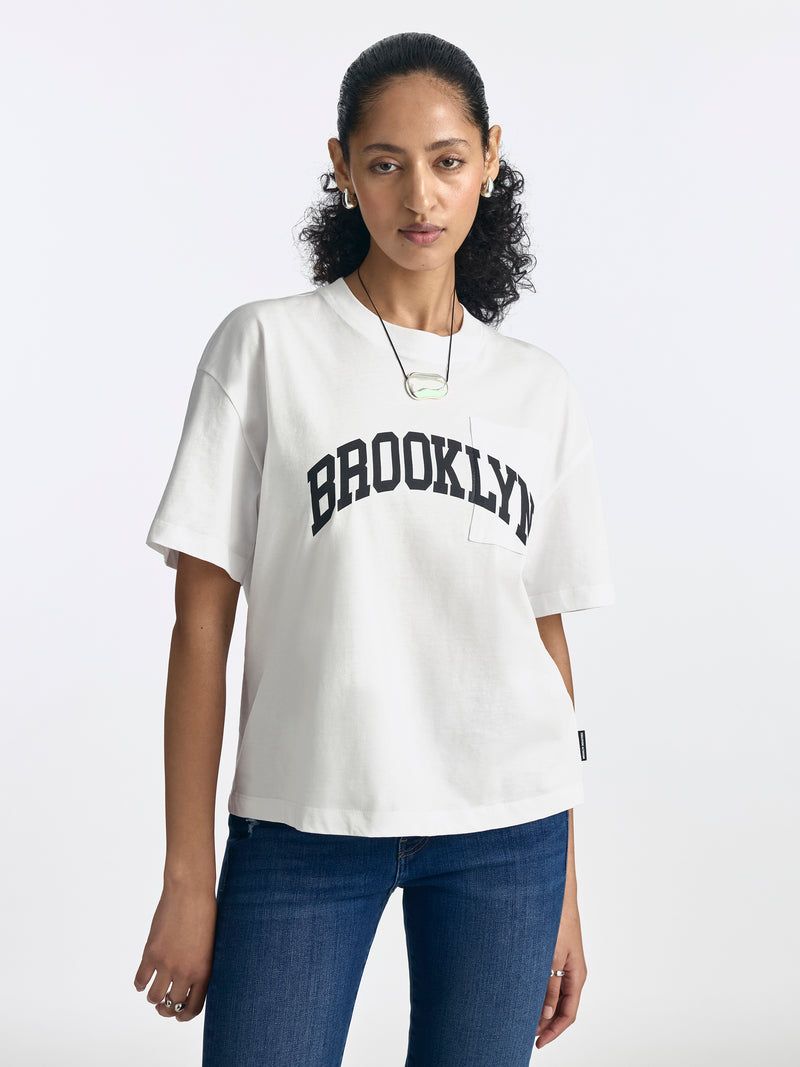 Women's Brooklyn Pocket T-Shirt in White - BROOKLYN INDUSTRIES