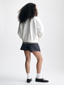 Women's Oversized Brooklyn Half Zip Sweatshirt in Antique White - BROOKLYN INDUSTRIES