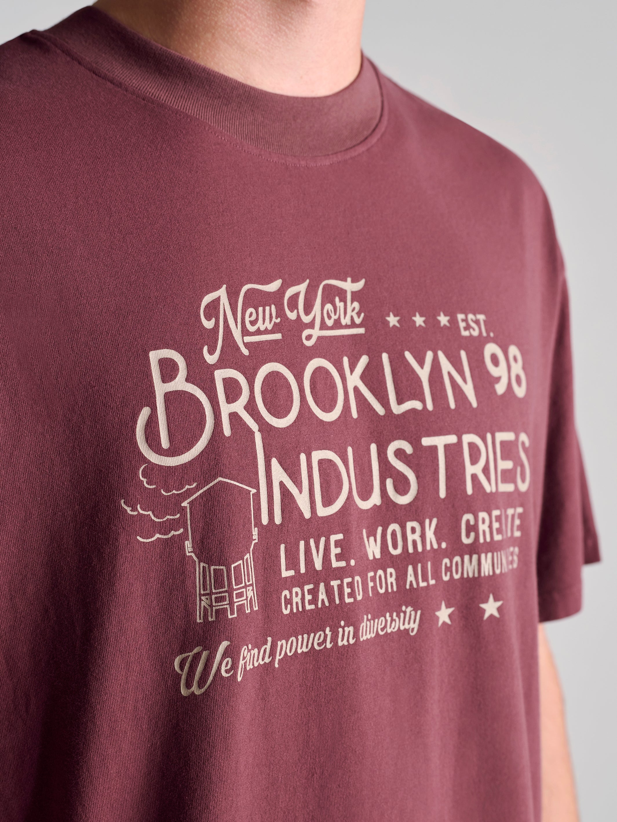 Men's BKI 1998 T-Shirt In Red Mahogany - BROOKLYN INDUSTRIES