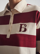 Women's Brooklyn Long Sleeve Striped Rugby T-Shirt in Biking Red Striped