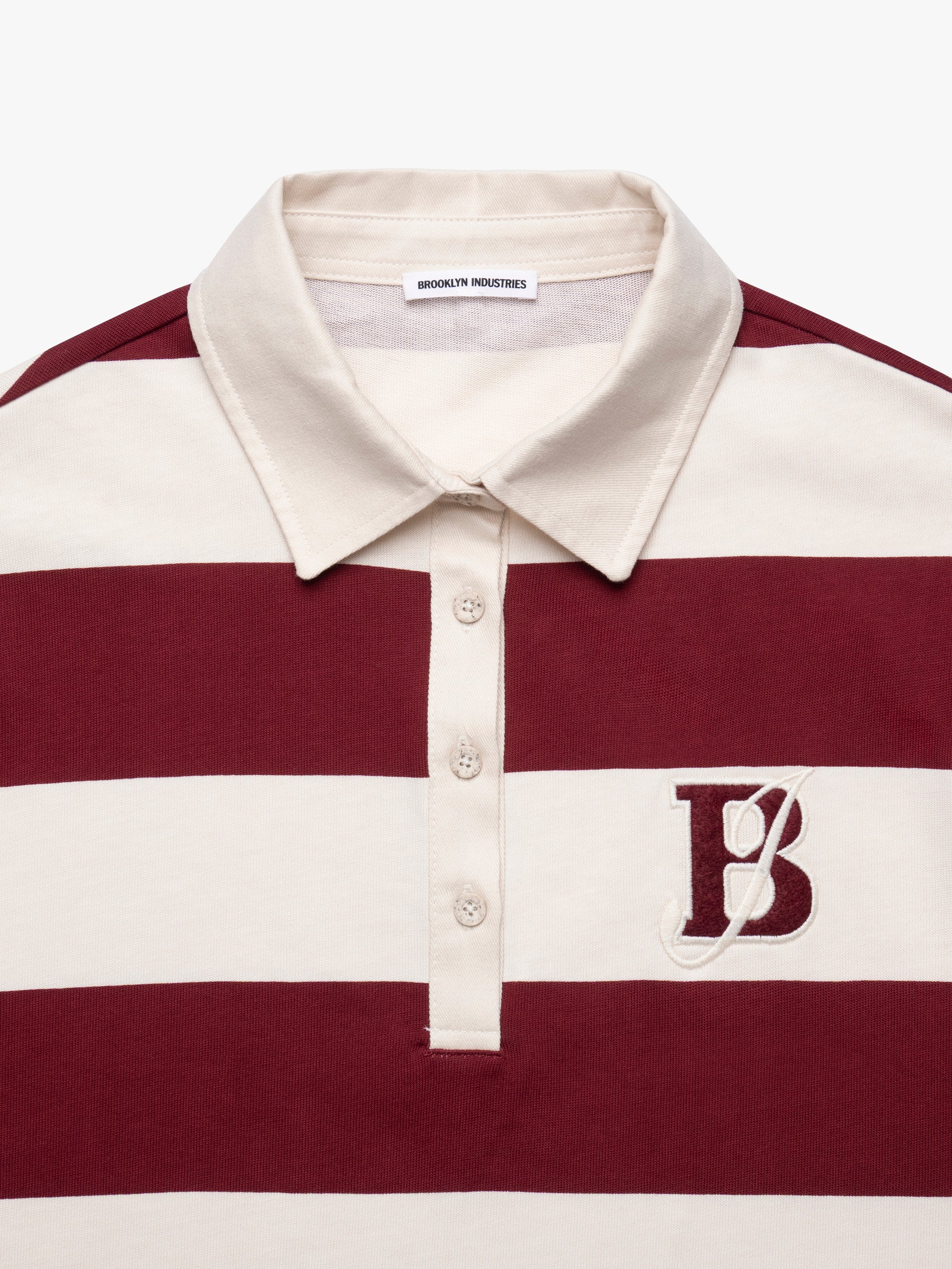 Women's Brooklyn Long Sleeve Striped Rugby T-Shirt in Biking Red Striped