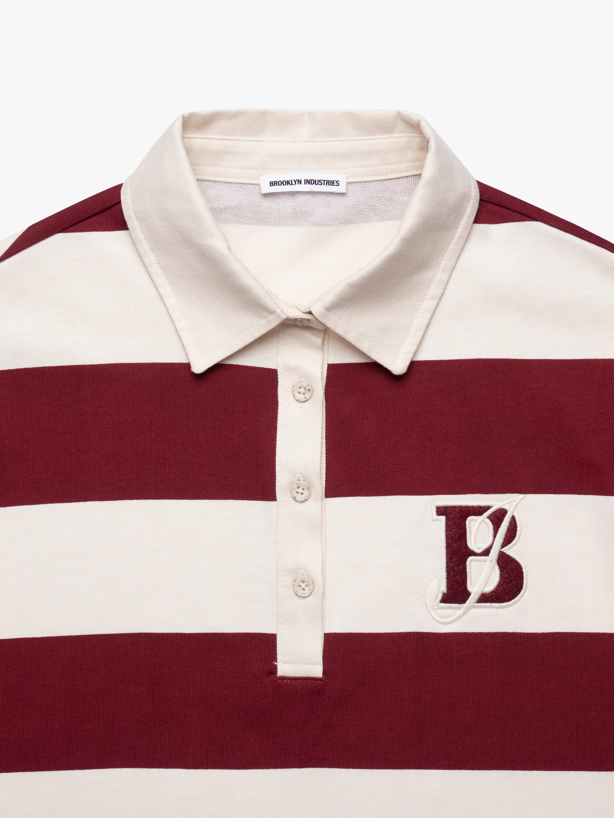 Women's Brooklyn Long Sleeve Striped Rugby T-Shirt in Biking Red Striped