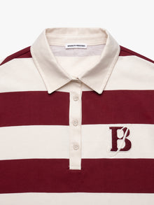 Women's Brooklyn Long Sleeve Striped Rugby T-Shirt in Biking Red Striped