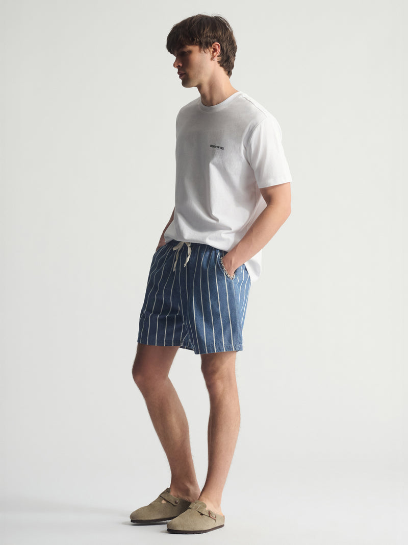 Men's Brooklyn Striped Shorts In Blue Striped - BROOKLYN INDUSTRIES