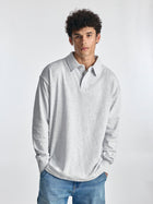 Men's Polo Sweatshirt in Grey Melange - BROOKLYN INDUSTRIES