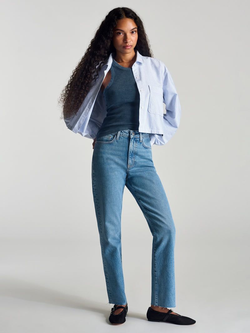 Women's Wythe Oxford Crop In Sky - BROOKLYN INDUSTRIES