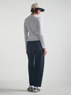 Women's Cropped Henley T-Shirt in Light Grey Melange