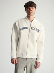 Men's Brooklyn Zip-Up Sweatshirt In Antique White - BROOKLYN INDUSTRIES