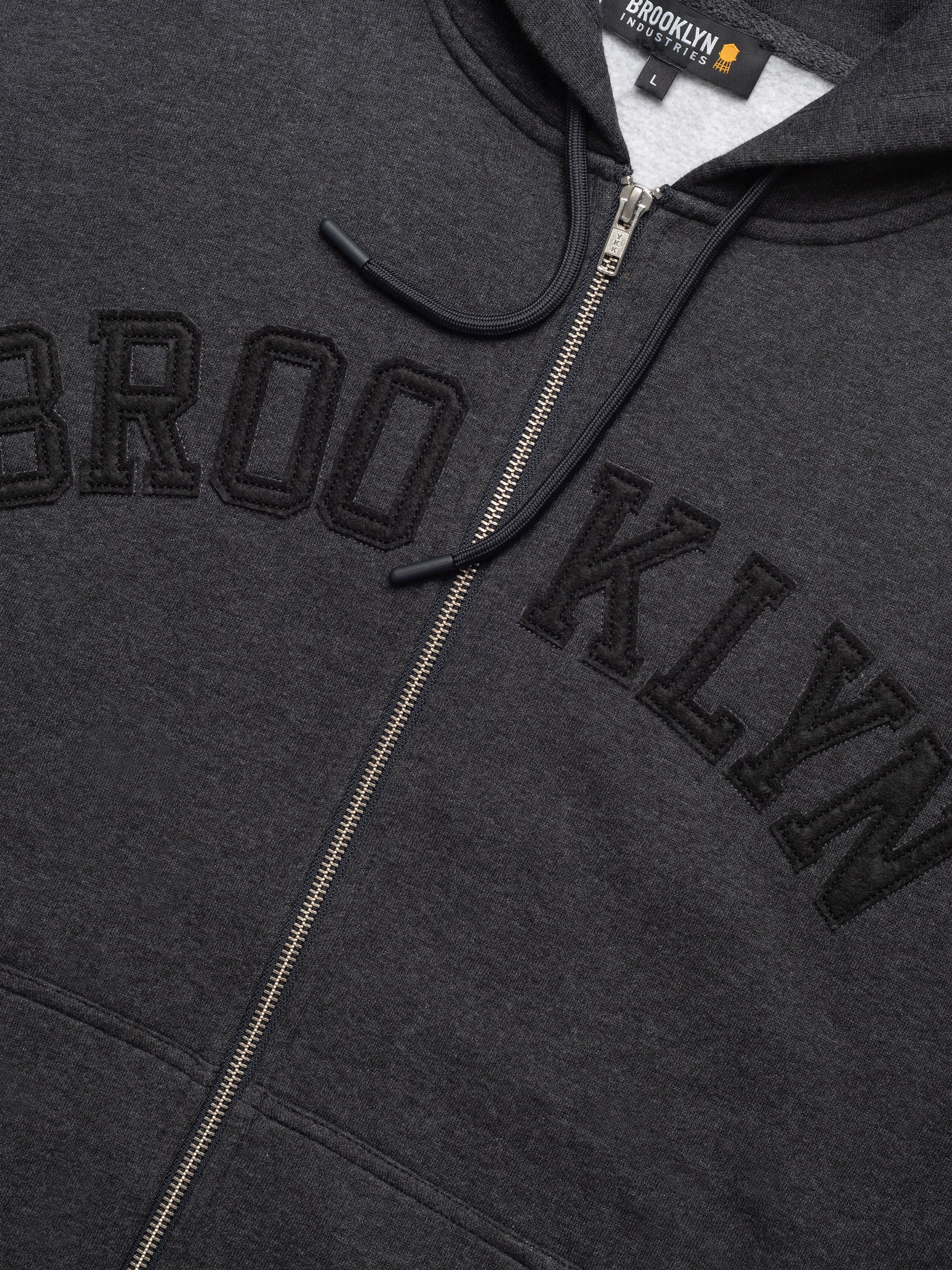 Men's Campus Zip Up Sweatshirt In Dark Grey Melange - BROOKLYN INDUSTRIES