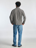 Men's Logo Long Sleeve Plaid Shirt in Black Check - BROOKLYN INDUSTRIES