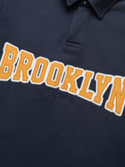 Men's Campus Half Buttoned Sweatshirt In Navy - BROOKLYN INDUSTRIES