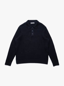 Men's Polo Sweater in Total Eclipse - BROOKLYN INDUSTRIES