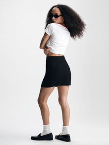 Women's Ribbed Mini Skirt in Black - BROOKLYN INDUSTRIES