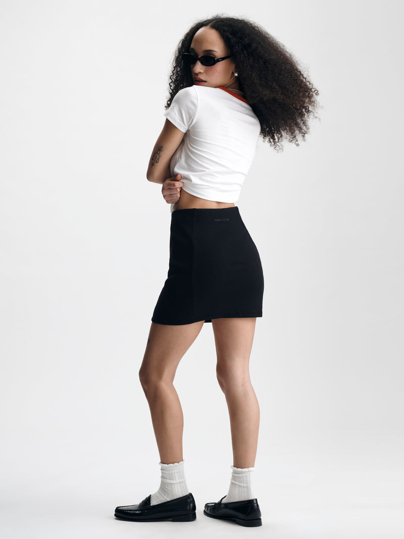 Women's Ribbed Mini Skirt in Black - BROOKLYN INDUSTRIES