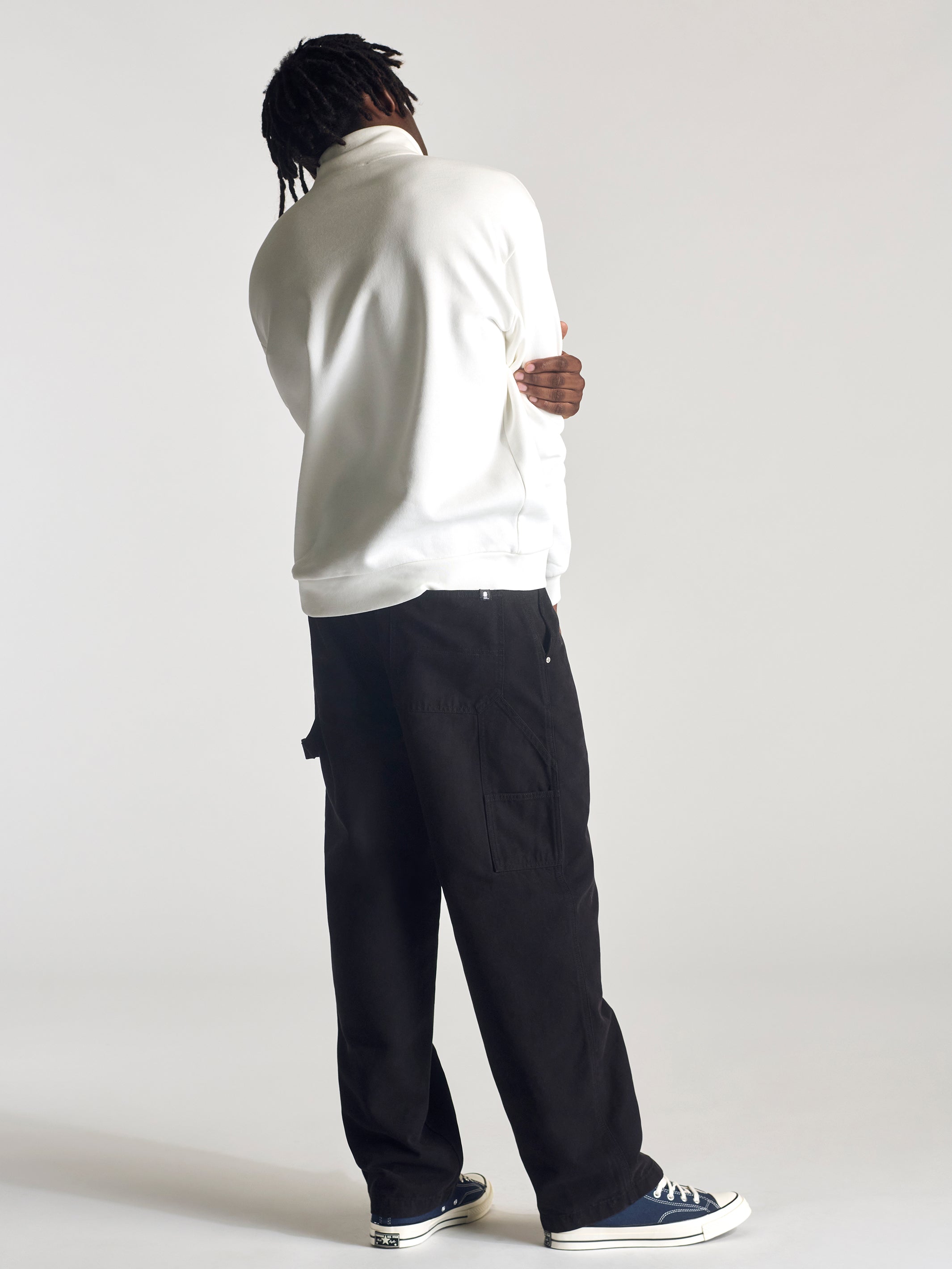 Men's Campus Half Zip Sweatshirt In Antique White - BROOKLYN INDUSTRIES