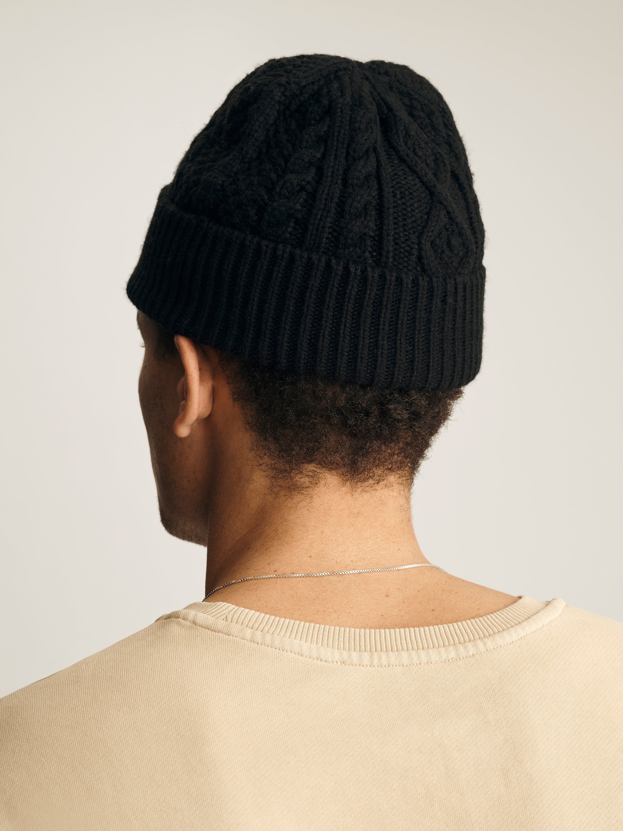 Brooklyn Industries BKI Cable-Knit Beanie in Black