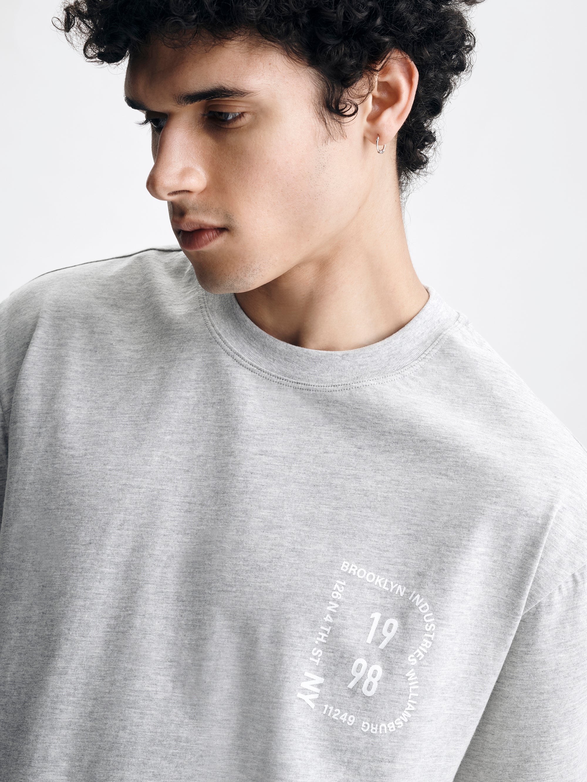 Men's Brooklyn Varsity T-Shirt in Light Grey Melange - BROOKLYN INDUSTRIES