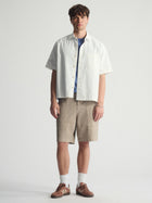 Men's Brooklyn Striped Short Sleeve Shirt In Bel Air Blue - BROOKLYN INDUSTRIES
