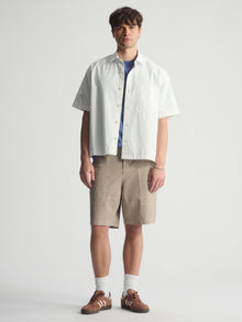 Men's Brooklyn Striped Short Sleeve Shirt In Bel Air Blue - BROOKLYN INDUSTRIES