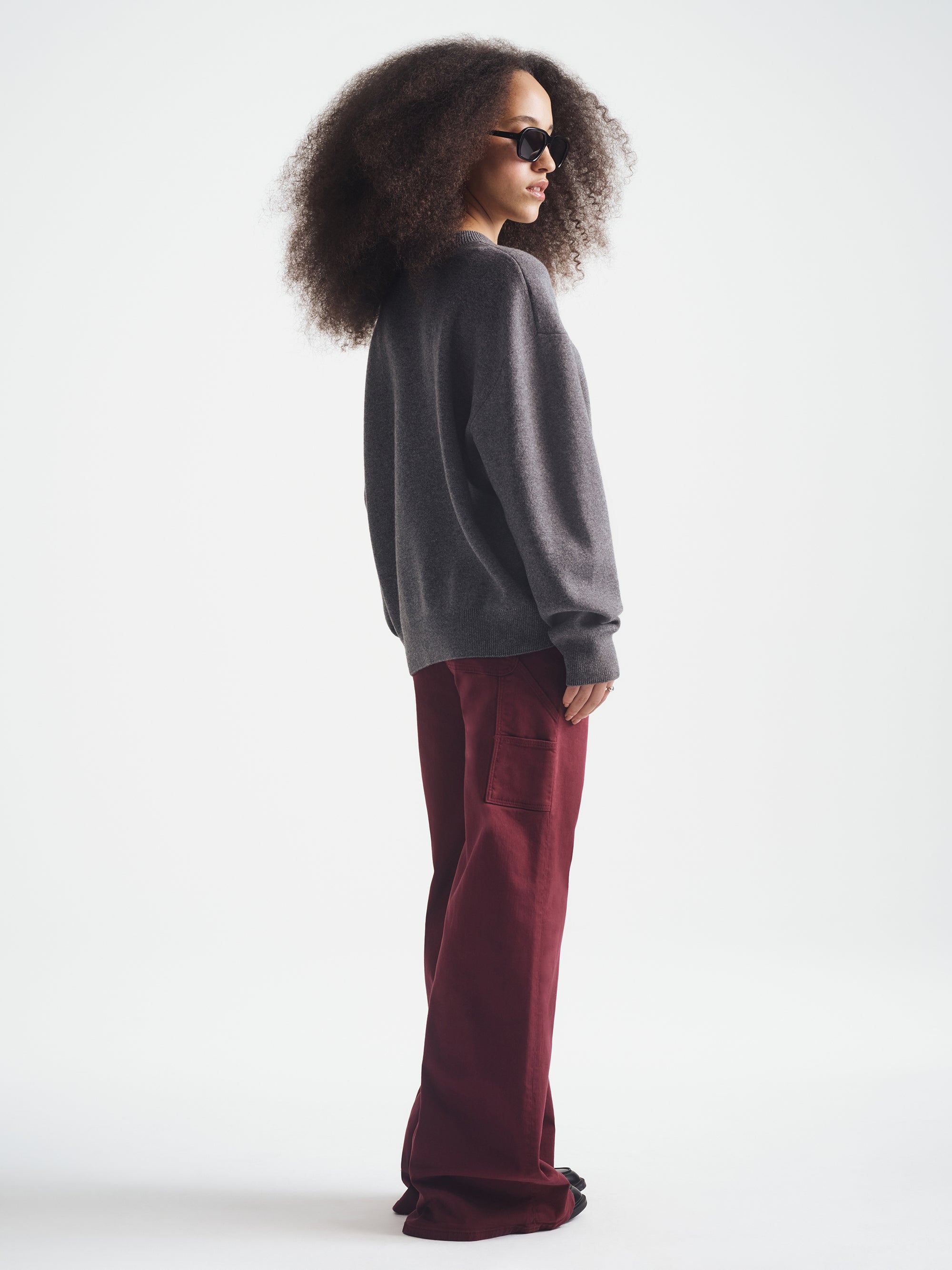 Women's Brooklyn Waffle Sweater in Dark Grey Melange