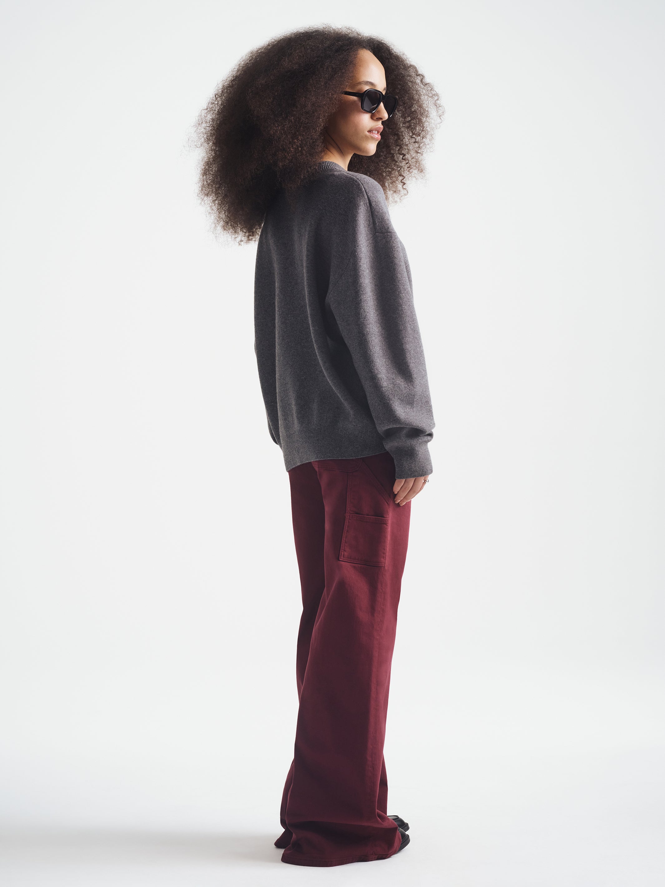 Women's Brooklyn Waffle Sweater in Dark Grey Melange