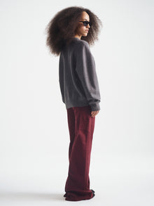 Women's Brooklyn Waffle Sweater in Dark Grey Melange