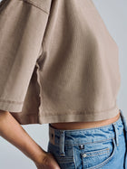 Women's York Oversized Cropped Tee In Sand - BROOKLYN INDUSTRIES