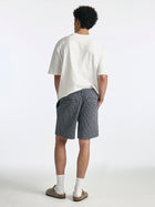 Men's Drawstring Striped Shorts in Indigo - BROOKLYN INDUSTRIES