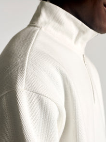 Men's Half Zip Sweatshirt In Antique White - BROOKLYN INDUSTRIES