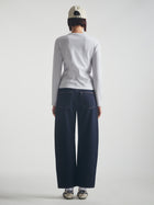 Women's Cropped Henley T-Shirt in Light Grey Melange
