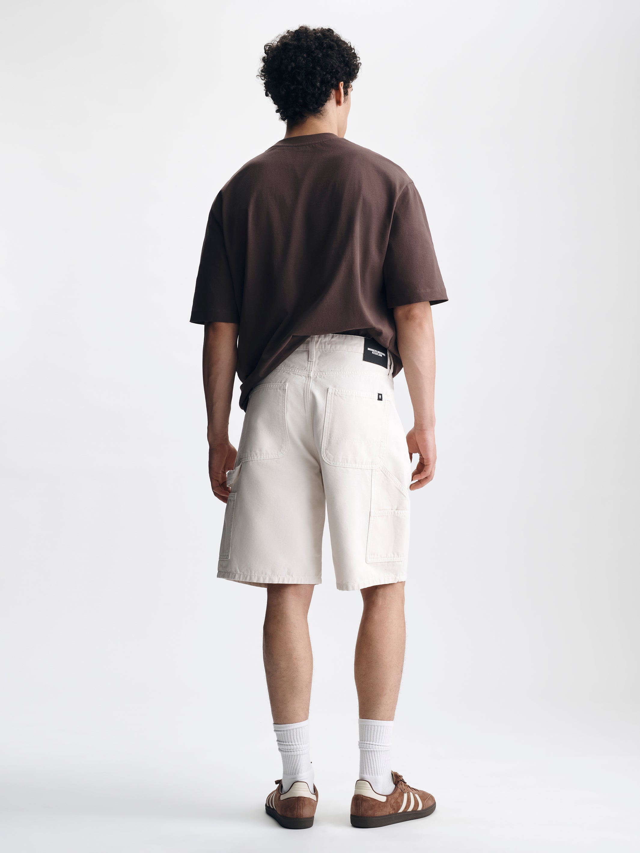 Men's Williamsburg Carpenter Shorts in Cream Colored Canvas - BROOKLYN INDUSTRIES