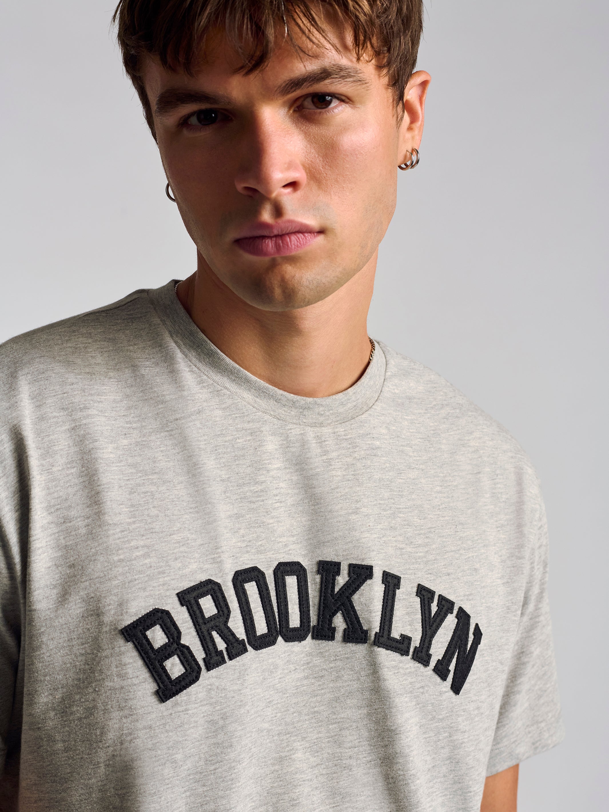 Men's Brooklyn T-Shirt In Grey Melange - BROOKLYN INDUSTRIES