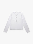 Women's Cropped Henley T-Shirt in White
