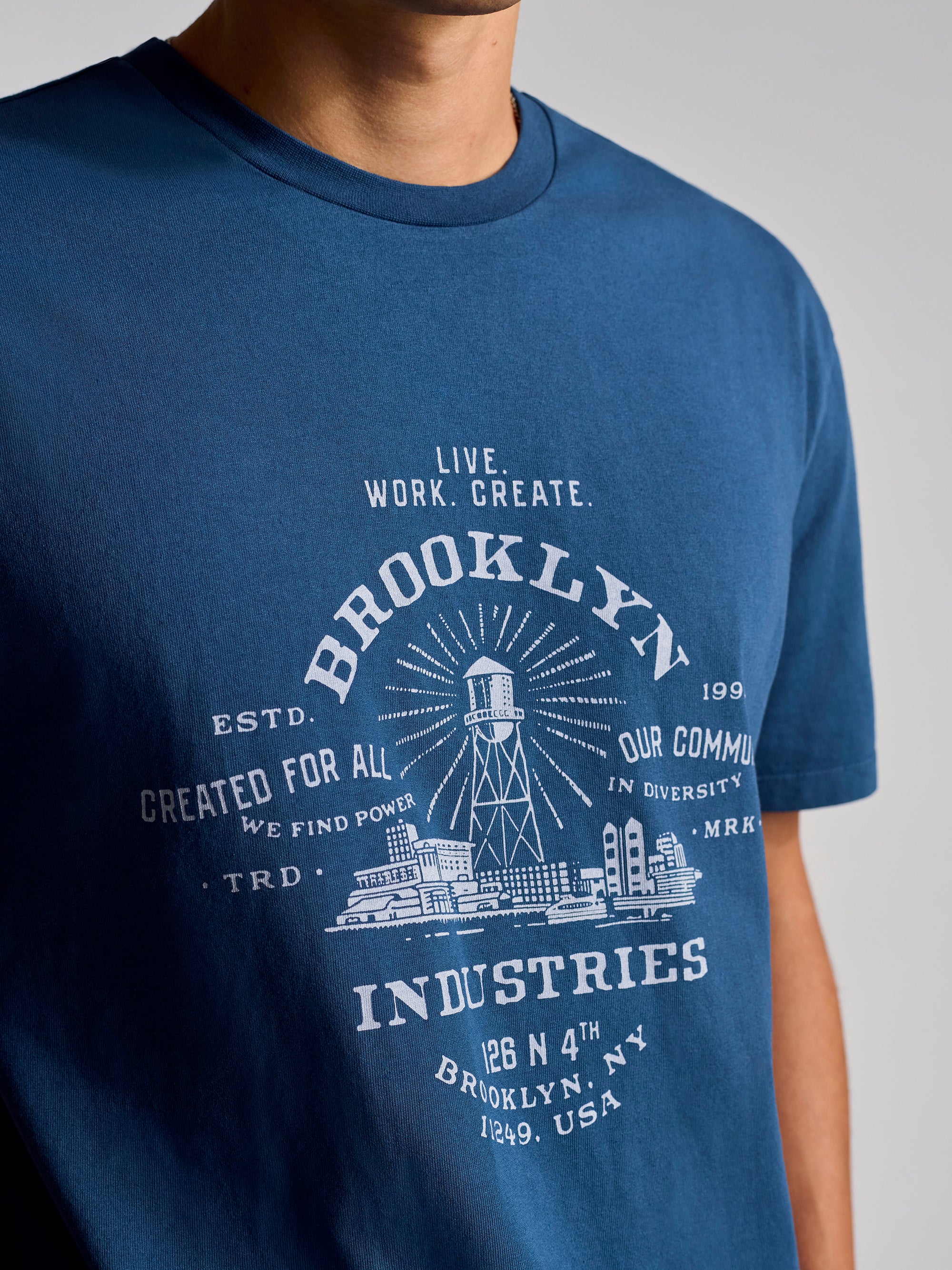 Men's Brooklyn Vintage T-Shirt In Orion Blue - BROOKLYN INDUSTRIES