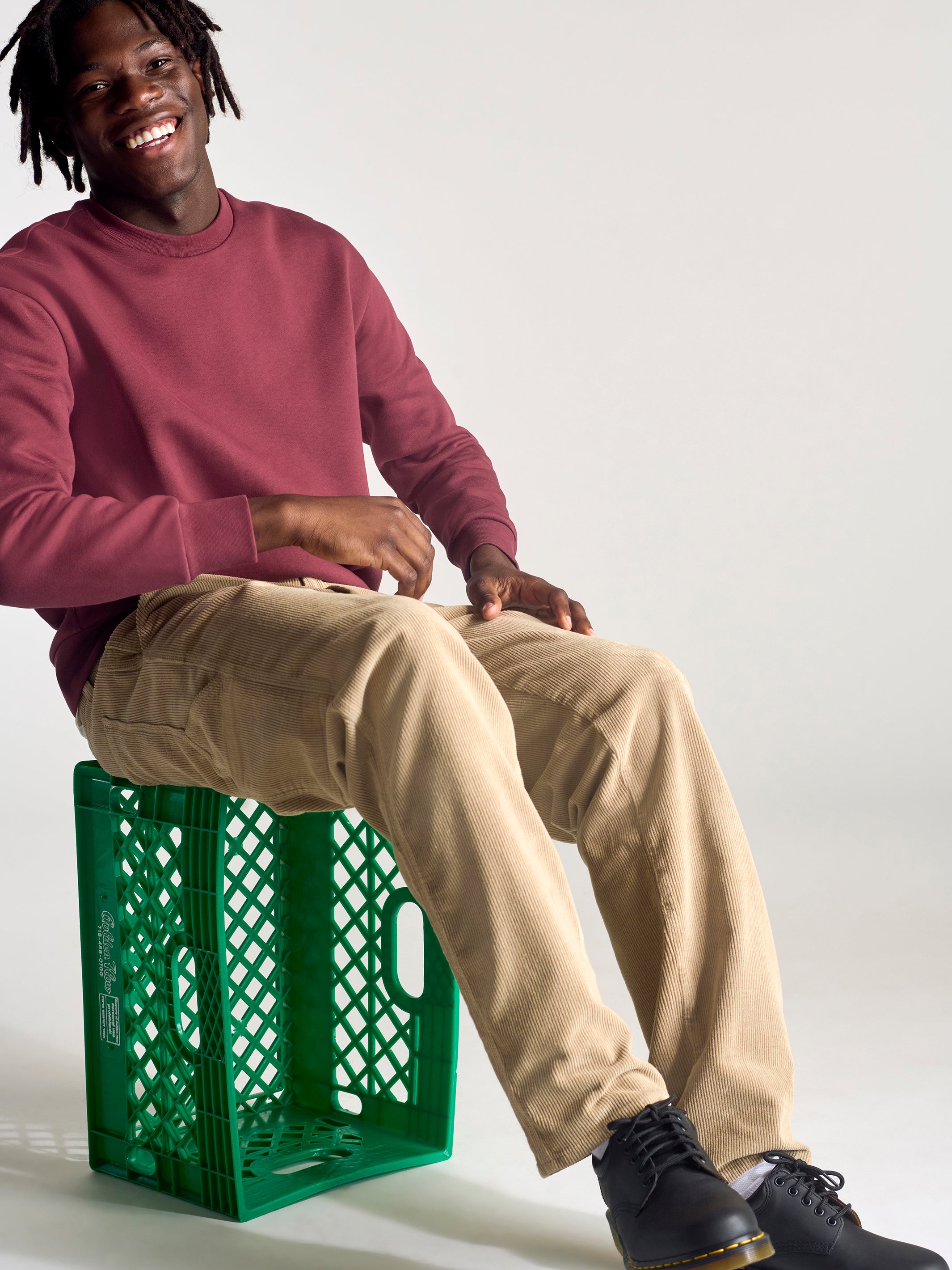 Men's Hoyt Crew Neck Sweatshirt In Brick - BROOKLYN INDUSTRIES