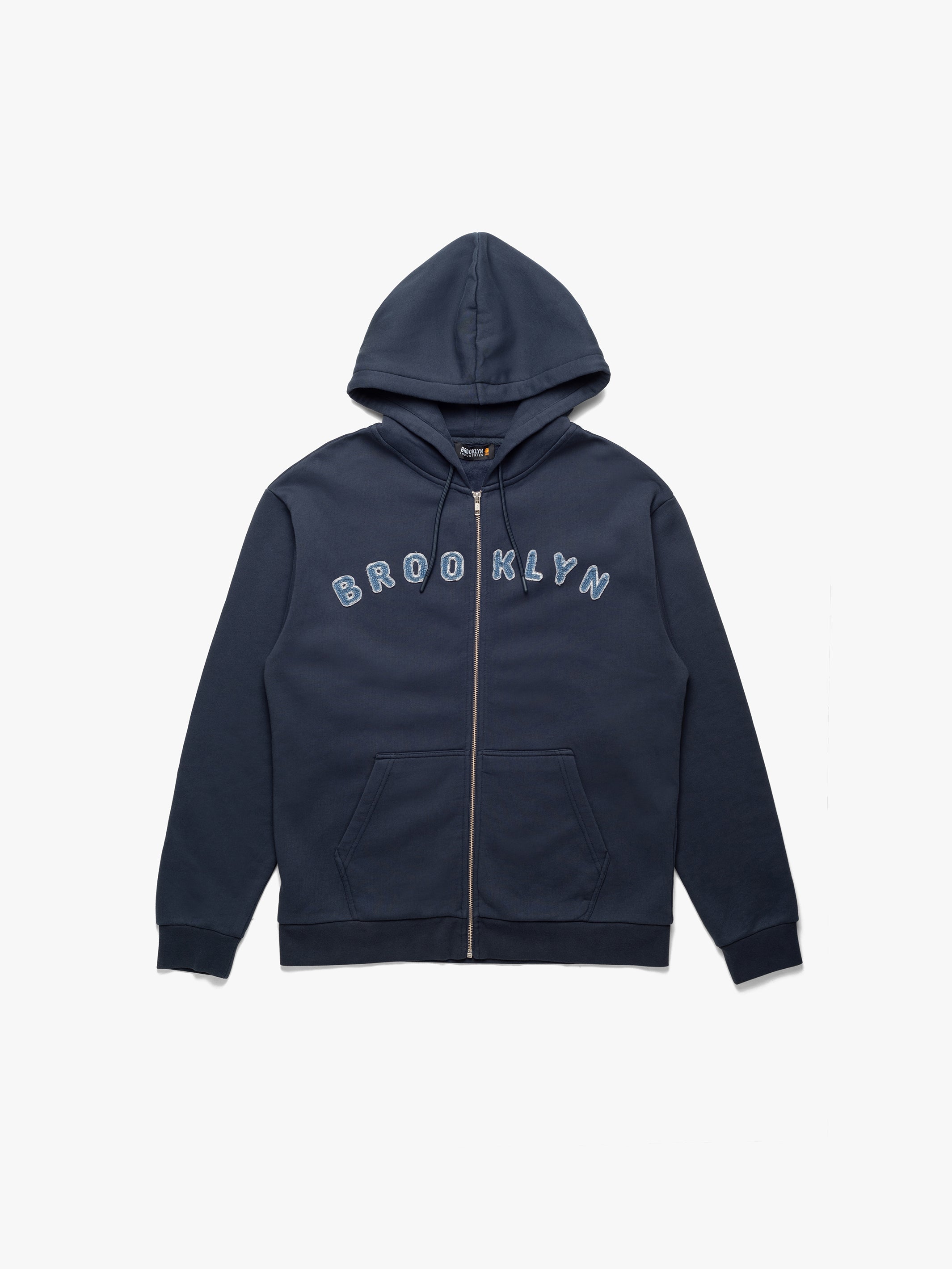 Men's Logo Zip Up Sweatshirt In Navy - BROOKLYN INDUSTRIES