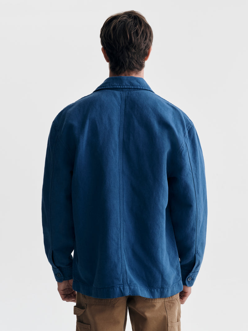 Men's Linen Utility Overshirt in Navy Peony - BROOKLYN INDUSTRIES
