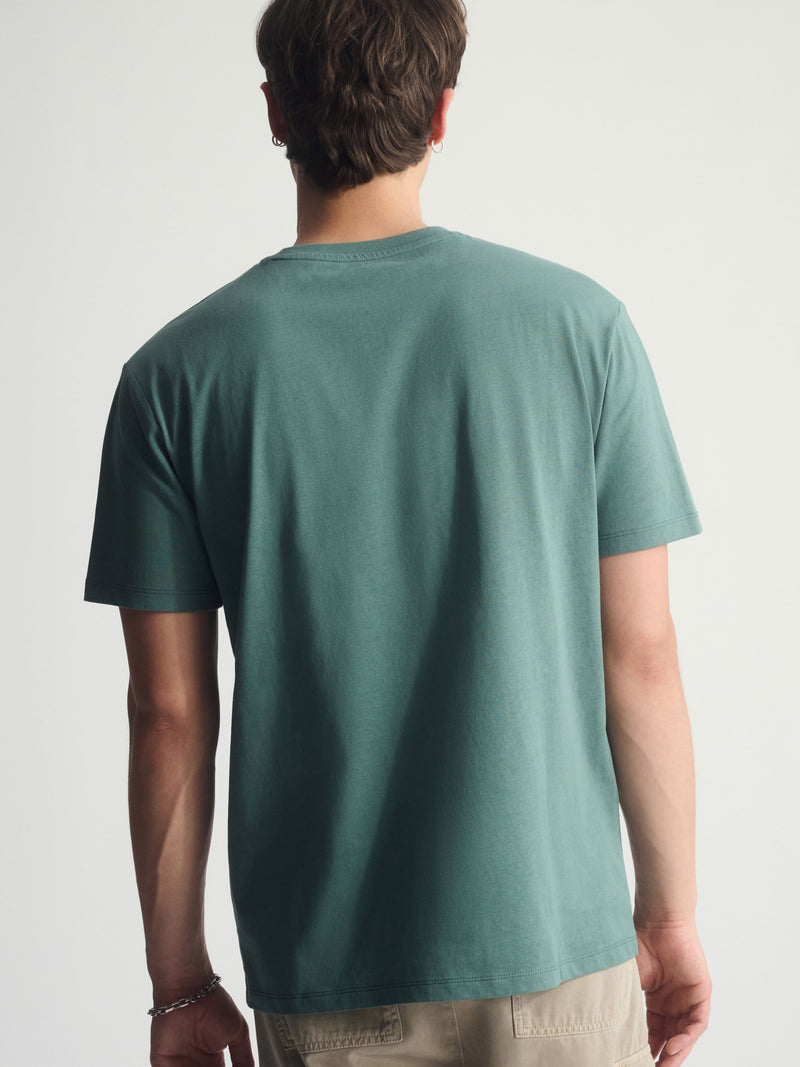 Men's Brooklyn Logo Cotton T-Shirt In Silver Pine