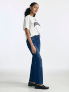 Metro Flare Jeans in Dark Distressed Denim - BROOKLYN INDUSTRIES