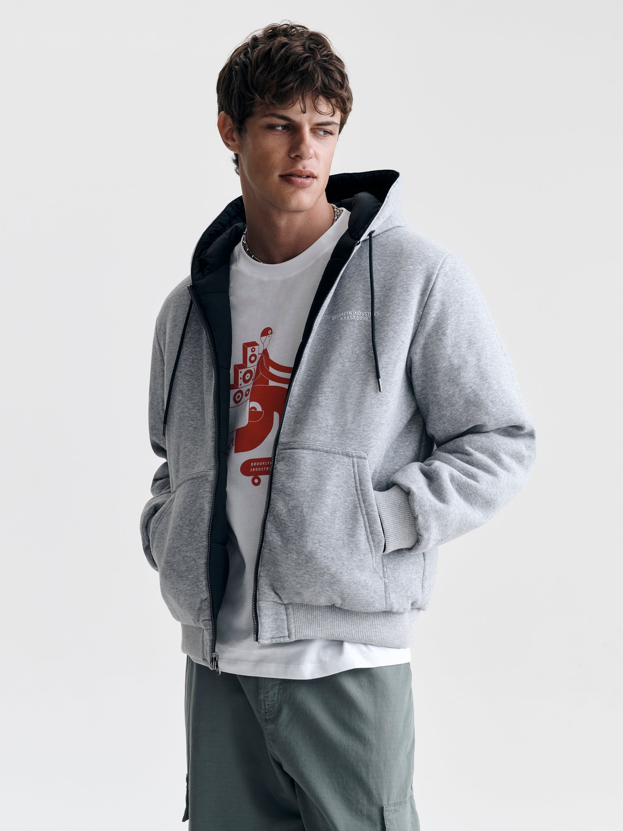 Men's Reversible Hooded Jacket in Jet Black - BROOKLYN INDUSTRIES