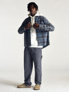 Men's Overshirt In Dark Denim Check - BROOKLYN INDUSTRIES