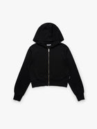 Women's Cropped Zip-Up Hoodie in Black - BROOKLYN INDUSTRIES